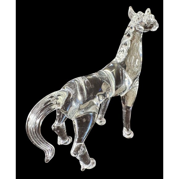 VTG David C Beaubien Clear Art Glass HORSE 1997 desk table decor country - Picture 6 of 10